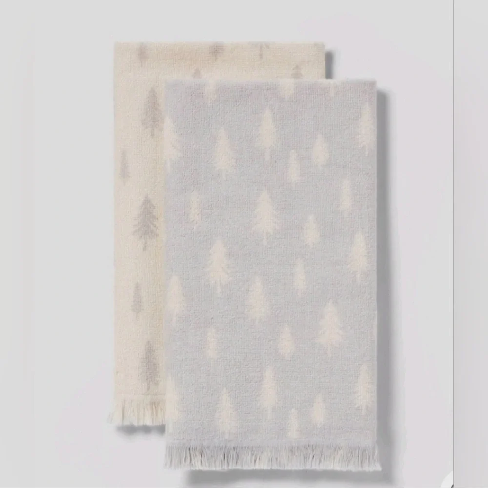 Target Wondershop 2 pk Scattered Trees Hand Towels Gray/White